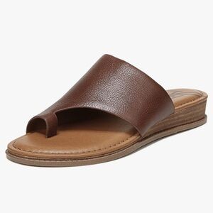 ZODIAC Women's Giada Slide Leather Slip On Brown Sandal Toe Loop Design Size 6.5